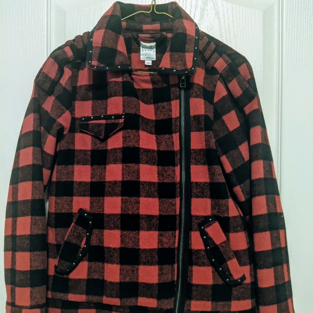 Twik Buffalo Plaid Biker Jacket SM